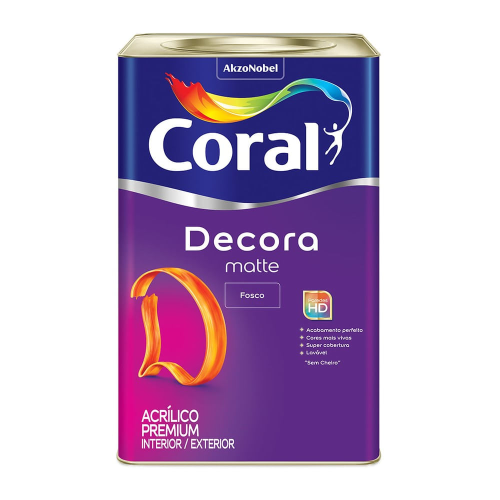 Tinta Acrílica Premium Decora Matte Interior e Exterior Algodão Cinzento Fosco 18l Coral