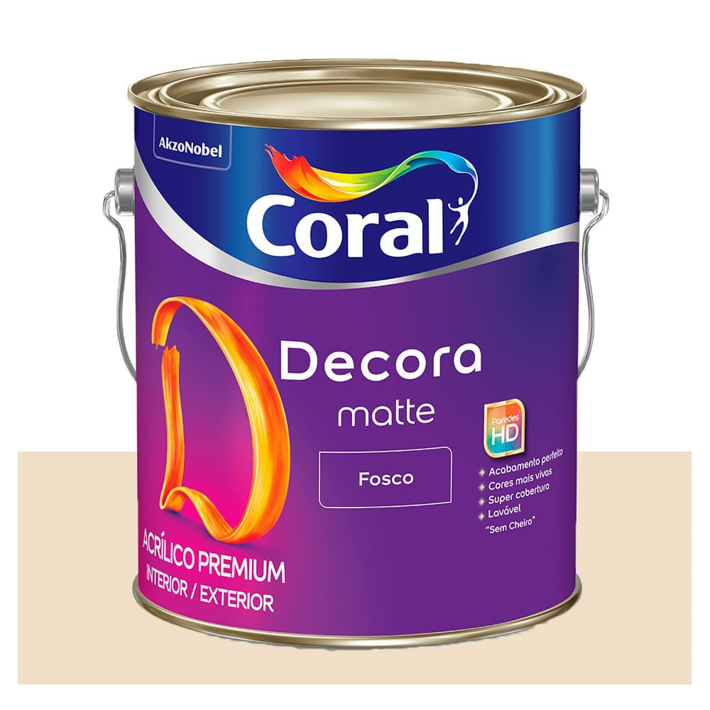 Tinta Acrílica Premium Decora Matte Interior e Exterior Palha Fosco 3,6l Coral