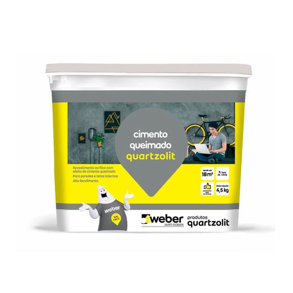 Textura Efeito Cimento Queimado Cinza Fosco 4,5kg Quartzolit