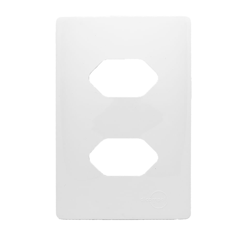 Placa 4x2 2 Tomadas Com Suporte Branca Novara Dicompel
