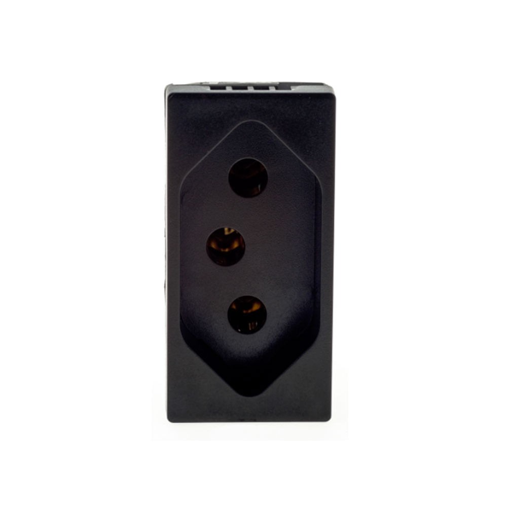 Módulo Tomada 2pt 10A/250V 4mm Preto Acetinado 615038pt Pial Plus Legrand