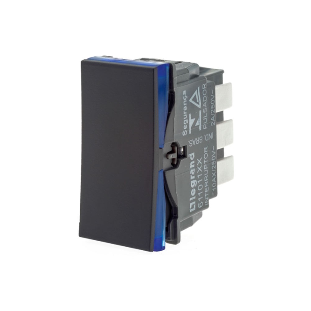 Módulo Interruptor Simples 10A/250V Preto Acetinado 611010pt Pial Plus Legrand