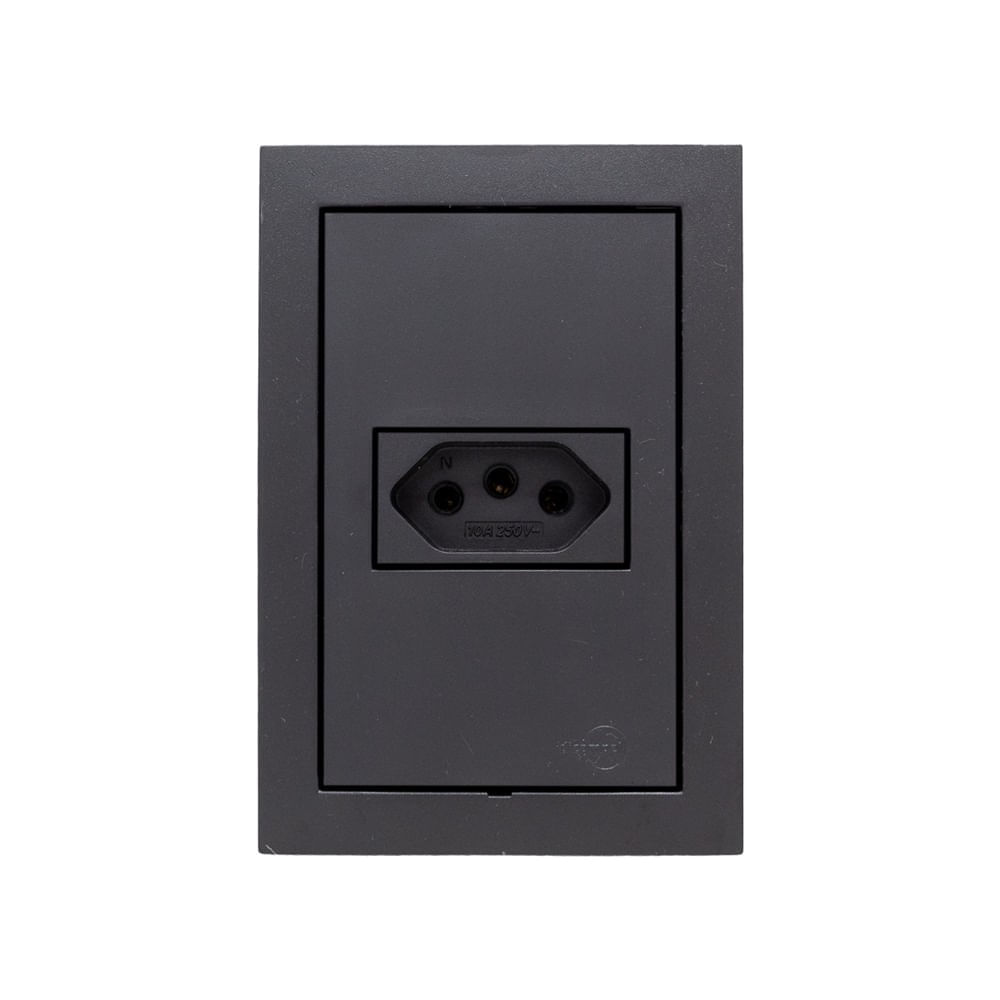 Conjunto 4X2 1 Tomada 2P T 10A Preto Fosco Ekron Dicompel