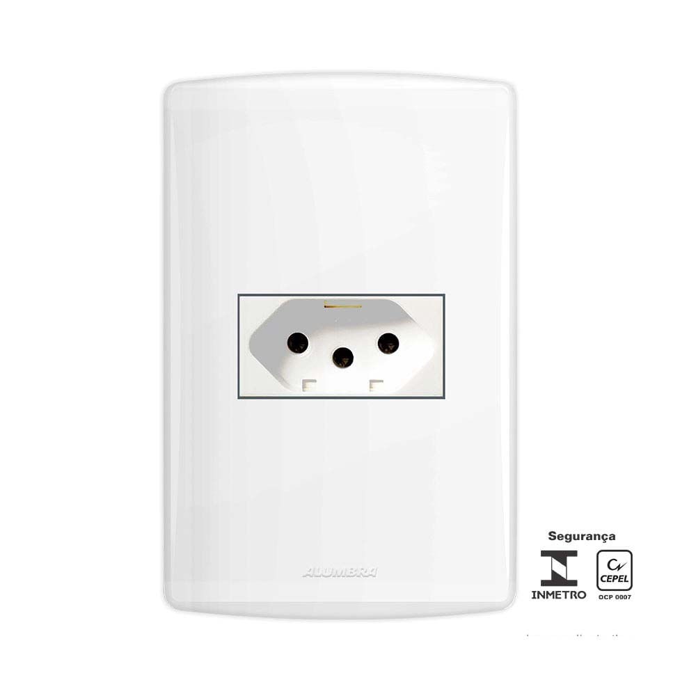 Conjunto 1 Tomada 2P T 20A 250V~ Com Placa Linha Bianco Pró 4x2 Branco Alumbra