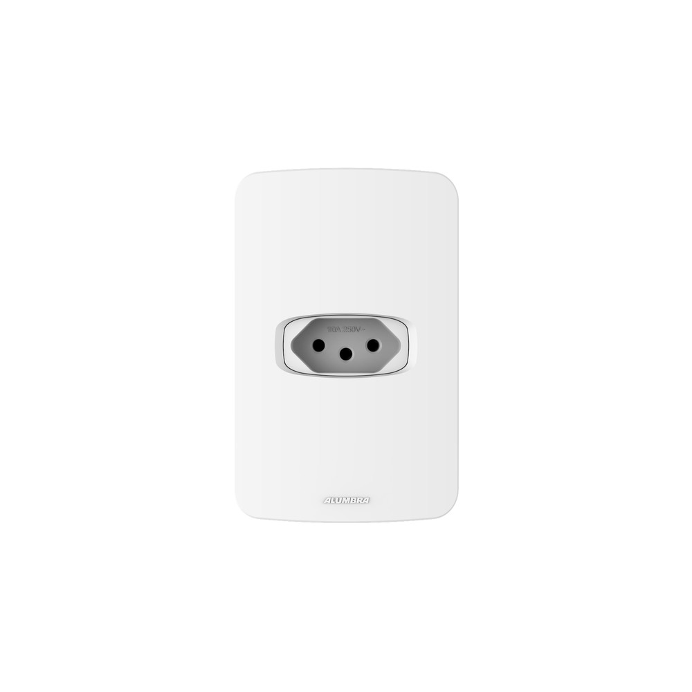 Conjunto 1 Tomada 10A 250V~ Linha Gracia 4x2cm  Branco Alumbra
