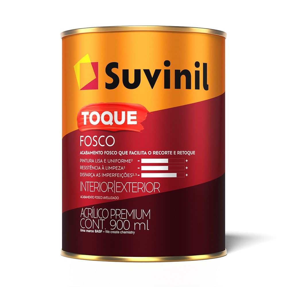 Tinta Acrílica Premium Toque Fosco Interior e Exterior Branco Neve 900ml Suvinil