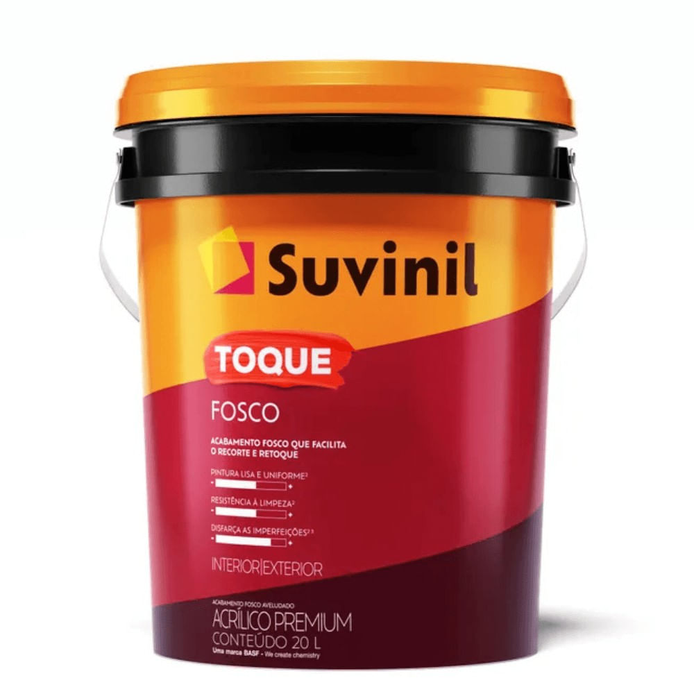 Tinta Acrílica Premium Toque Fosco Interior e Exterior Branco Neve Balde 20l Suvinil