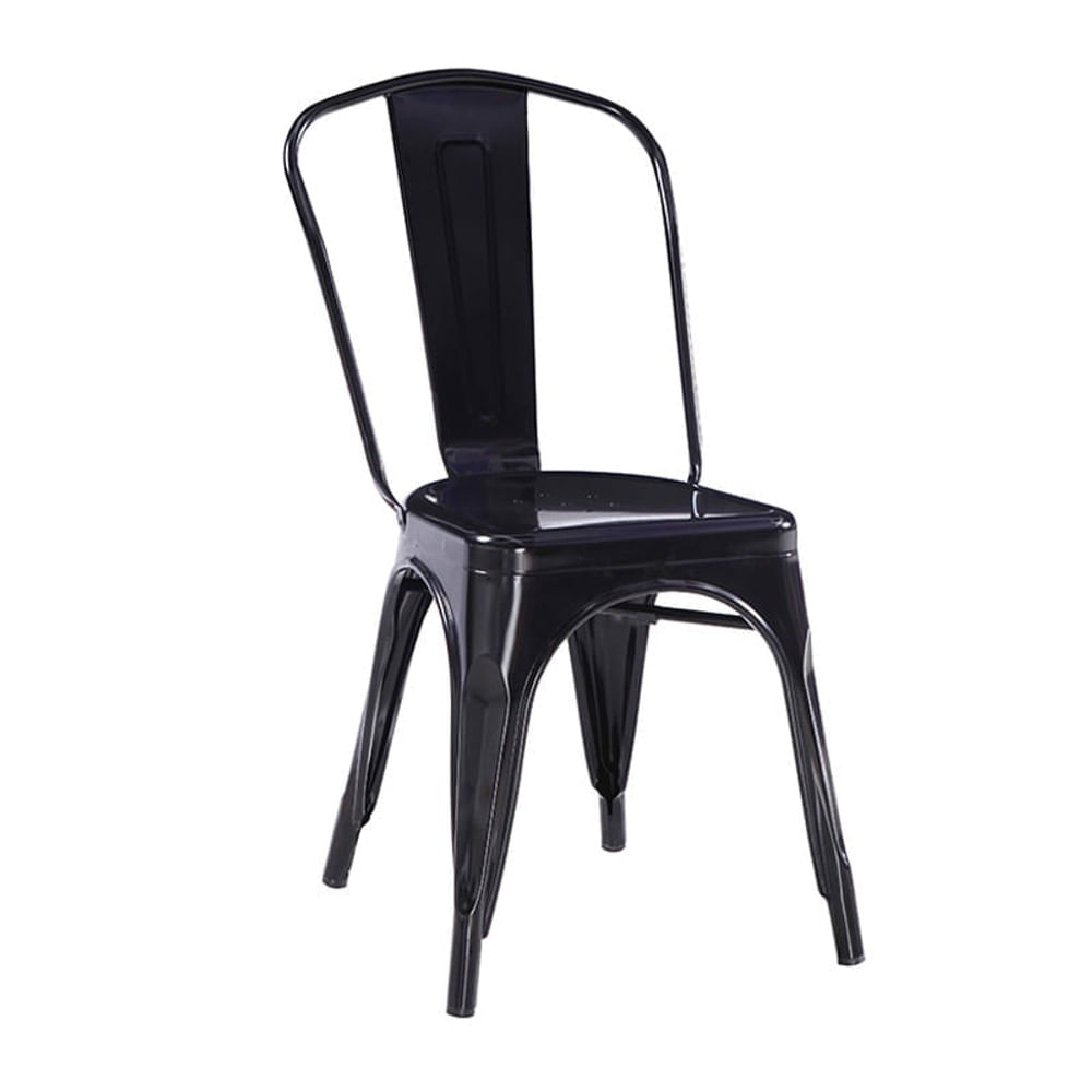 Cadeira de Jantar Industrial Tolix Aço Preta 85cm Coisas e Coisinhas