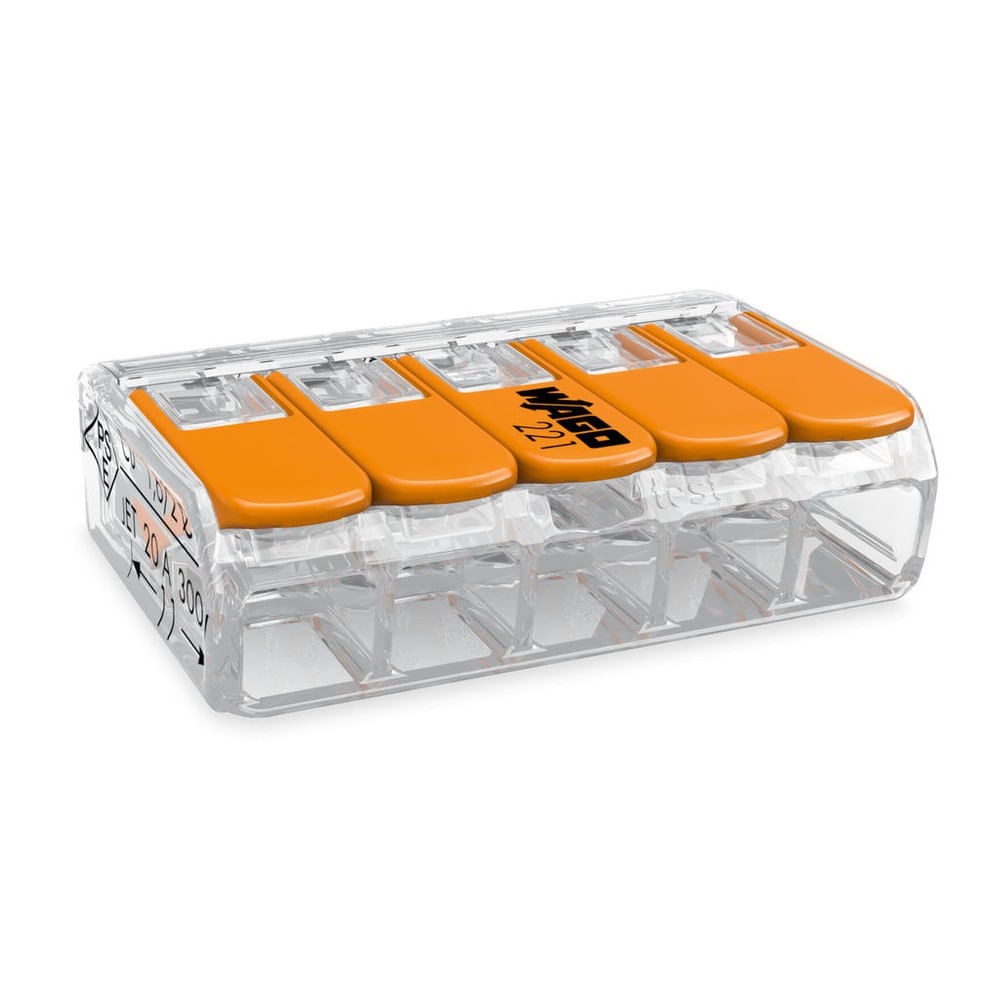 Conectores com Emenda de 5 Polos 32A Com 4 Unidades Wago