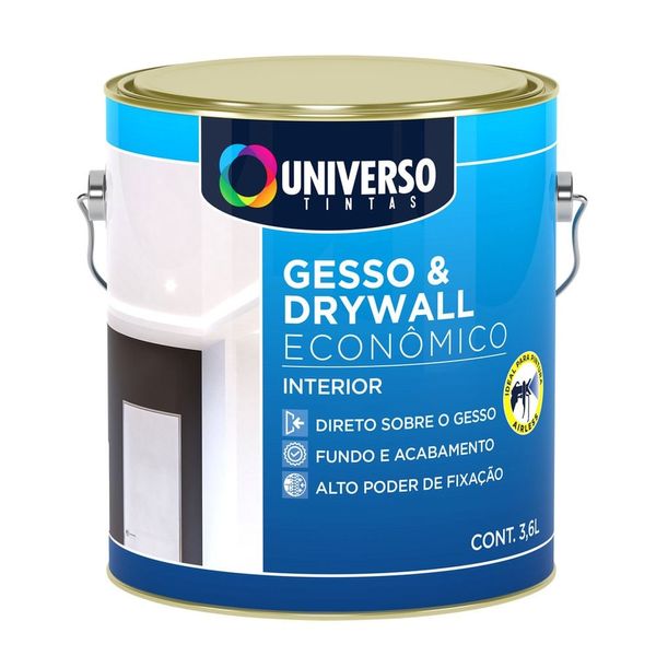 Tinta Acrílica Gesso e Drywall Interior Branco Fosco 3,6l Universo Tintas