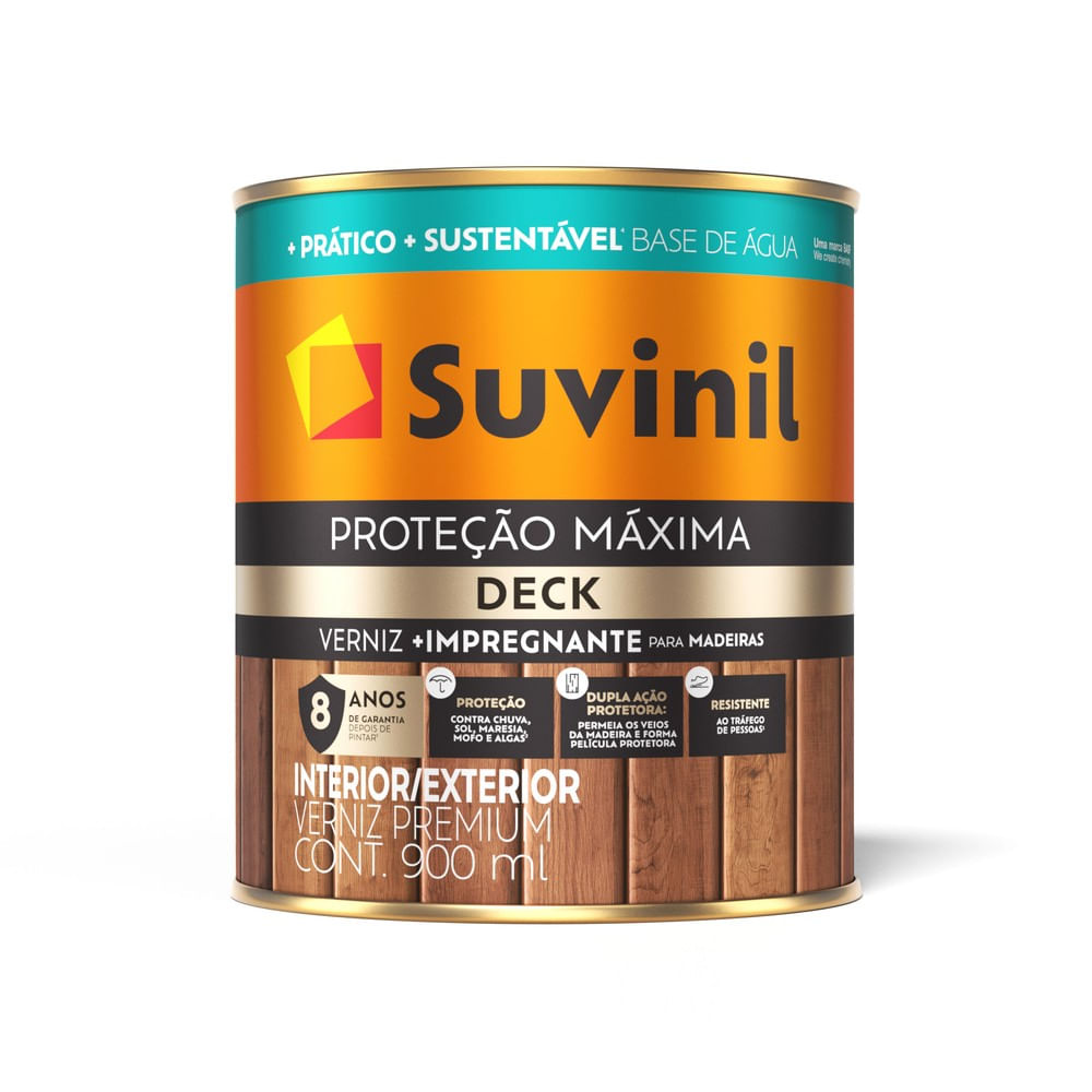 Verniz para Deck Proteção Máxima para Madeira Imbuia Acetinado 900ml Suvinil