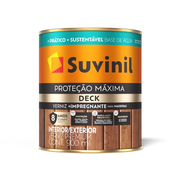 Verniz para Deck Proteção Máxima para Madeira Incolor Acetinado 900ml Suvinil