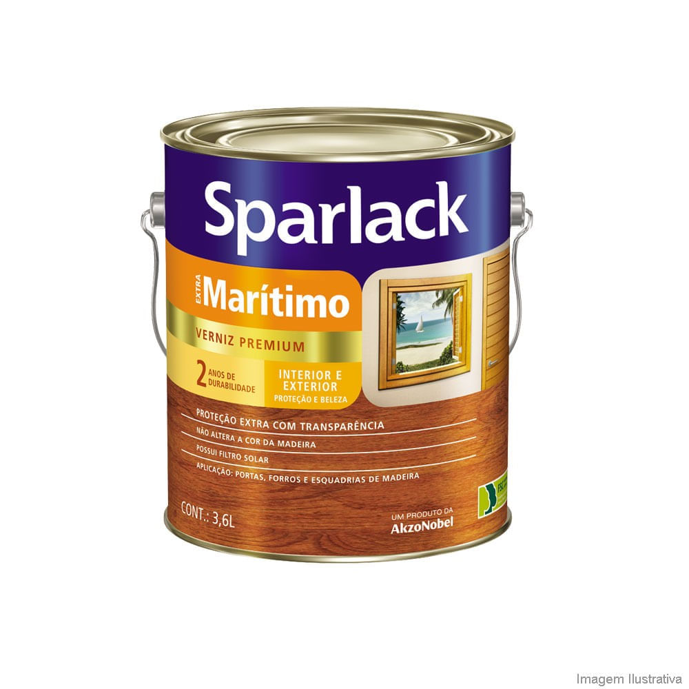 Verniz Extra Marítimo 2 Anos Premium para Madeira Transparente Acetinado 3,6l Sparlack