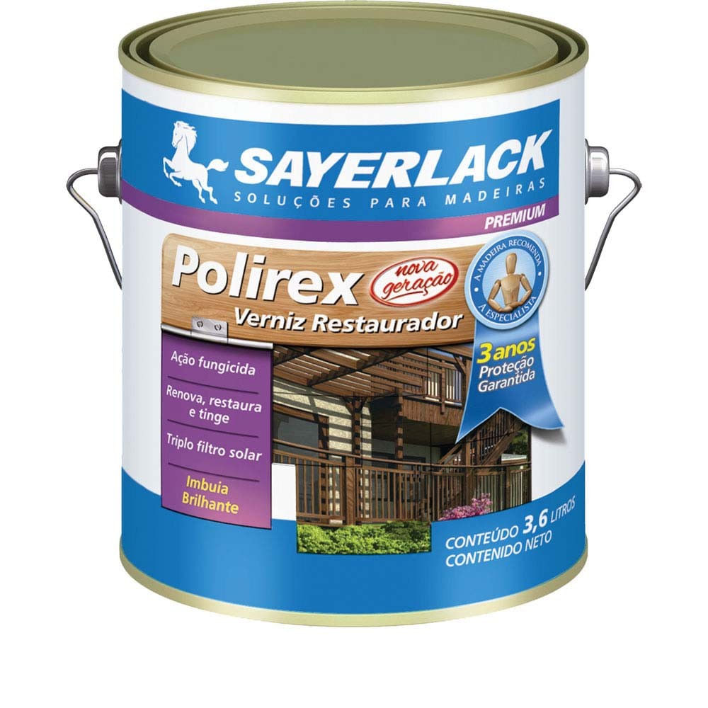 Verniz Tingidor para Madeira Mogno Brilhante 3,6l Polirex Sayerlack