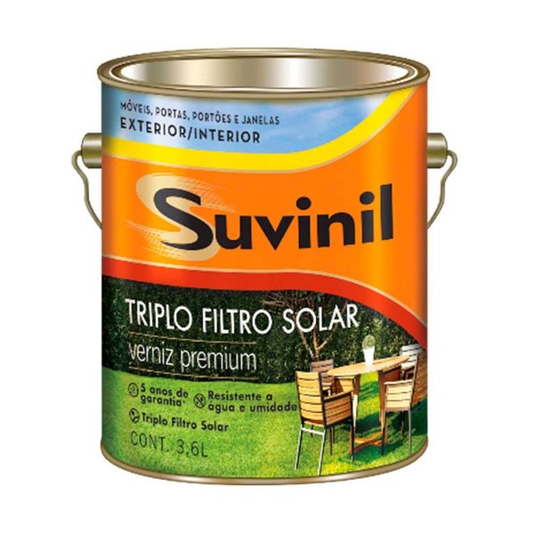 Verniz Premium Tripla Proteção 5 Anos para Madeira Incolor Brilhante 3,6l Suvinil