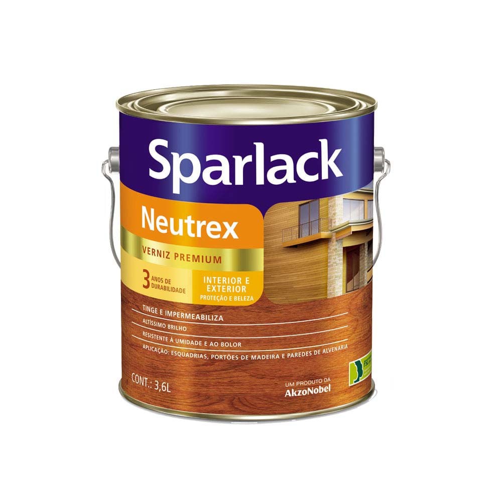 Verniz Premium Neutrex 3 Anos para Madeira Mogno Brilhante 3,6l Sparlack
