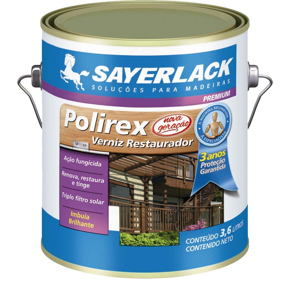 Verniz Tingidor para Madeira Imbuia Brilhante 3,6l Polirex Sayerlack