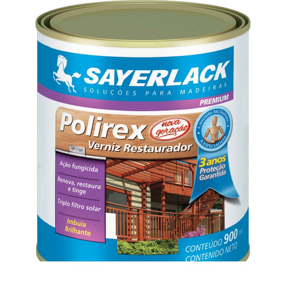 Verniz Tingidor para Madeira Imbuia Brilhante 900ml Polirex Sayerlack