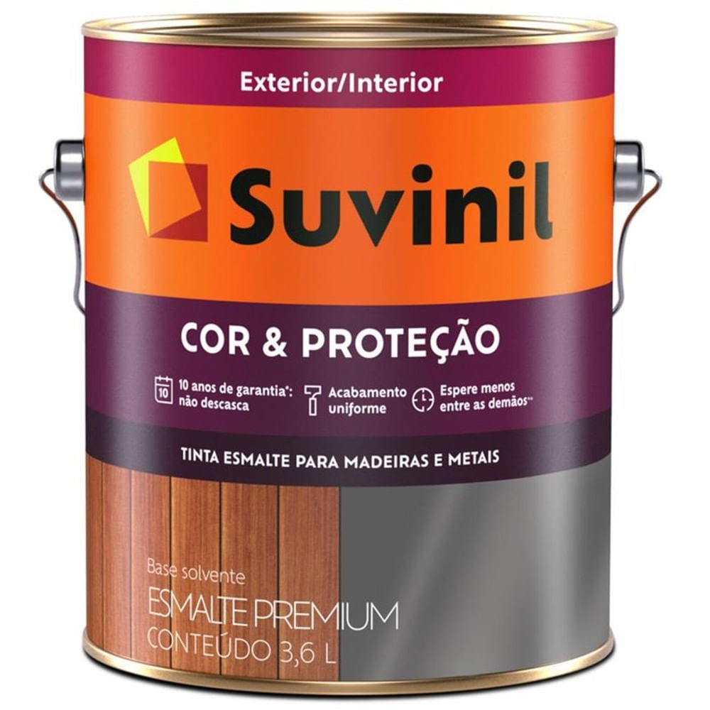 Tinta Esmalte Madeiras e Metais Grafite Escuro Fosco 3,6l Cor & Proteção Suvinil