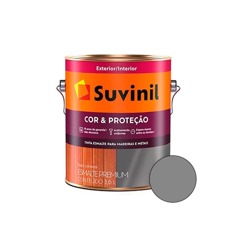 Tinta Esmalte Madeiras e Metais Grafite Claro Fosco 3,6l Cor & Proteção Suvinil