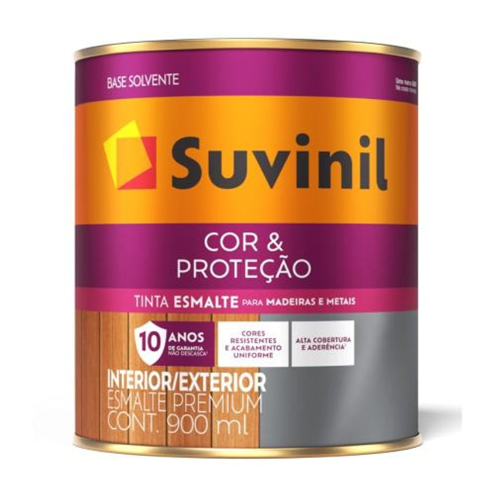 Tinta Esmalte Madeiras e Metais Cinza Médio Brilhante 900ml Cor & Proteção Suvinil