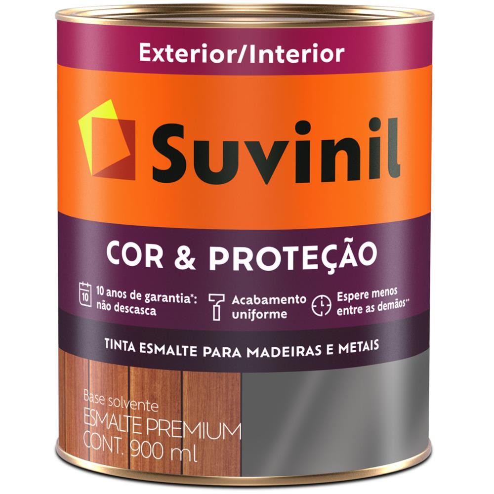 Tinta Esmalte Madeiras e Metais Branco Brilhante 900ml Cor & Proteção Suvinil