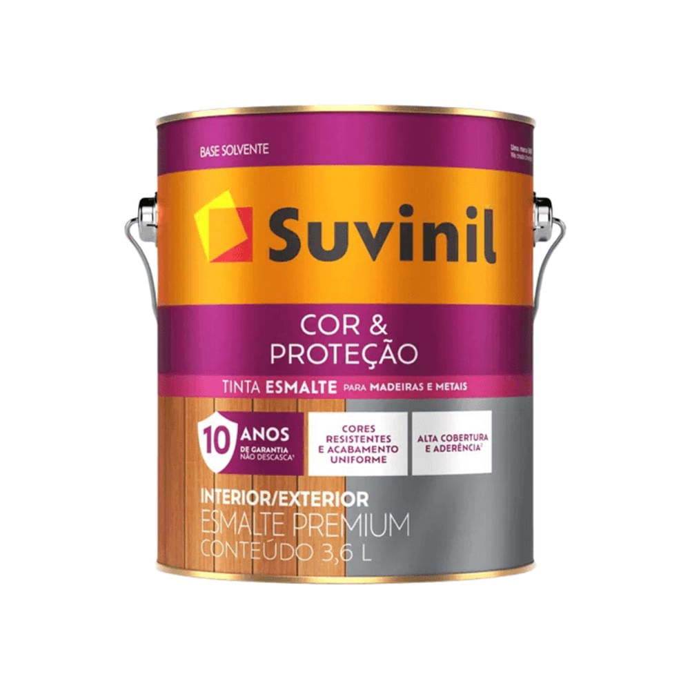 Tinta Esmalte Madeiras e Metais Amarelo Ouro Brilhante 3,6l Cor & Proteção Suvinil