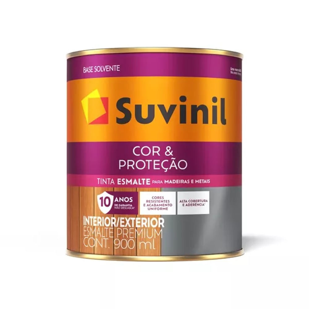 Tinta Esmalte Madeiras e Metais Branco Acetinado 900ml Cor & Proteção Suvinil