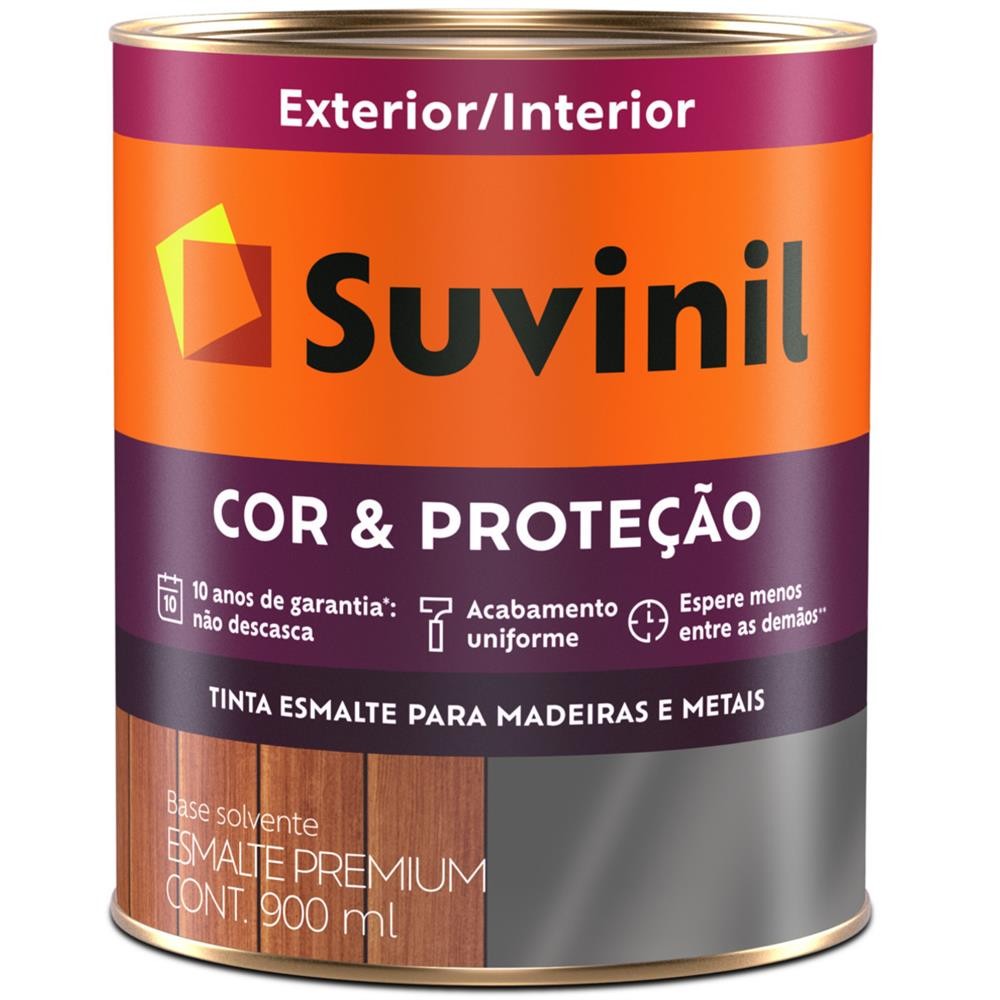 Tinta Esmalte Madeiras e Metais Platina Acetinado 900ml Cor & Proteção Suvinil
