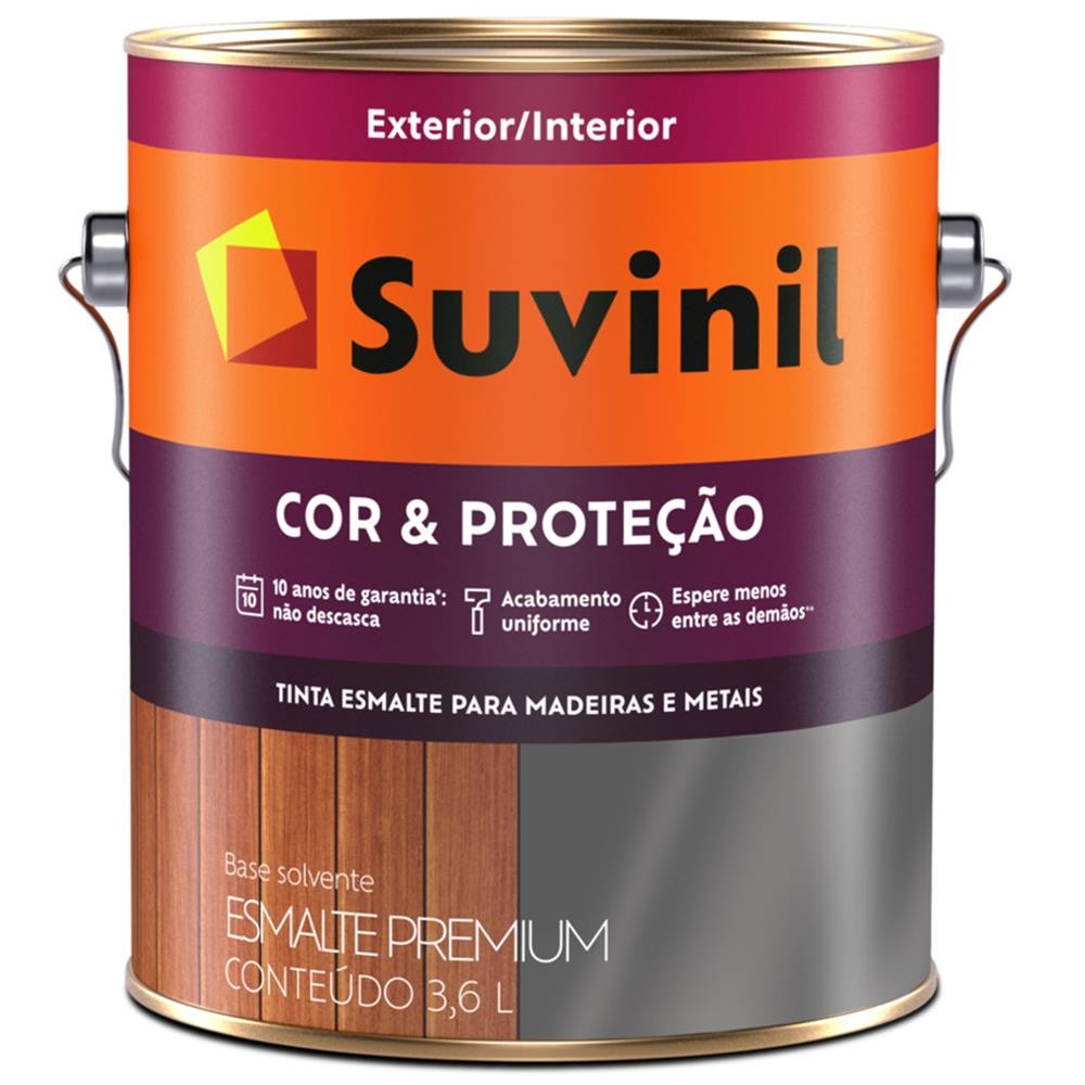 Tinta Esmalte Madeiras e Metais Preto Fosco 3,6l Cor & Proteção Suvinil