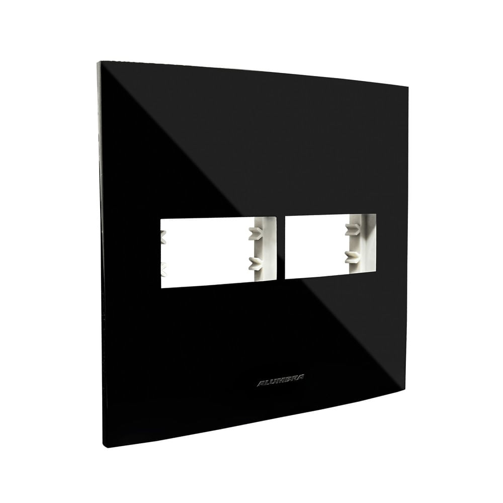 Placa Com Suporte Para 2 Módulos Inova Pro Black Piano 4X4 Alumbra