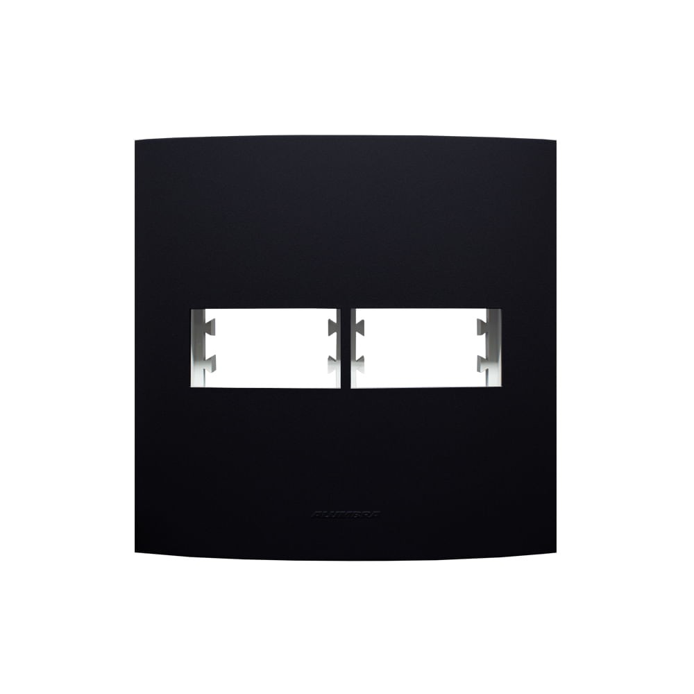 Placa 4X4 para 2 Módulos com Suporte Ip Class Pt Ebano Fosco Alumbra