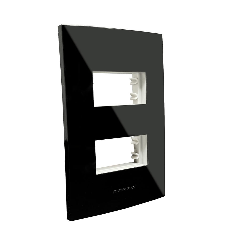Placa Com Suporte Para 2 Módulos Linha Inova Pro 4X2 Black Piano Alumbra