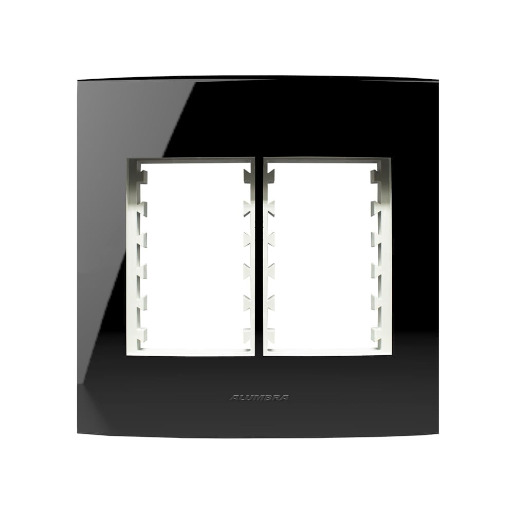 Placa 4X4 Com Suporte Para 6 Módulos Linha Inova Pro Black Piano Alumbra