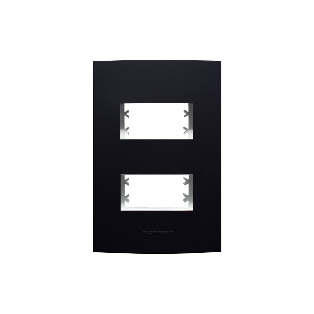 Placa 4X2 para 2 Módulos com Suporte Ip Class Preto Ebano Fosco Alumbra