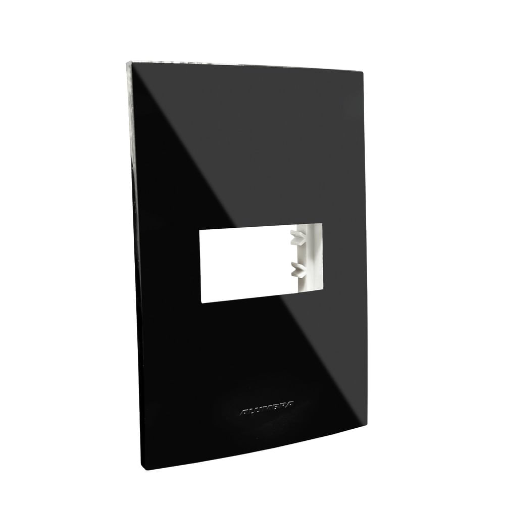 Placa Com Suporte Para 1 Módulo Linha Inova Pro 4X2cm Black Piano Alumbra