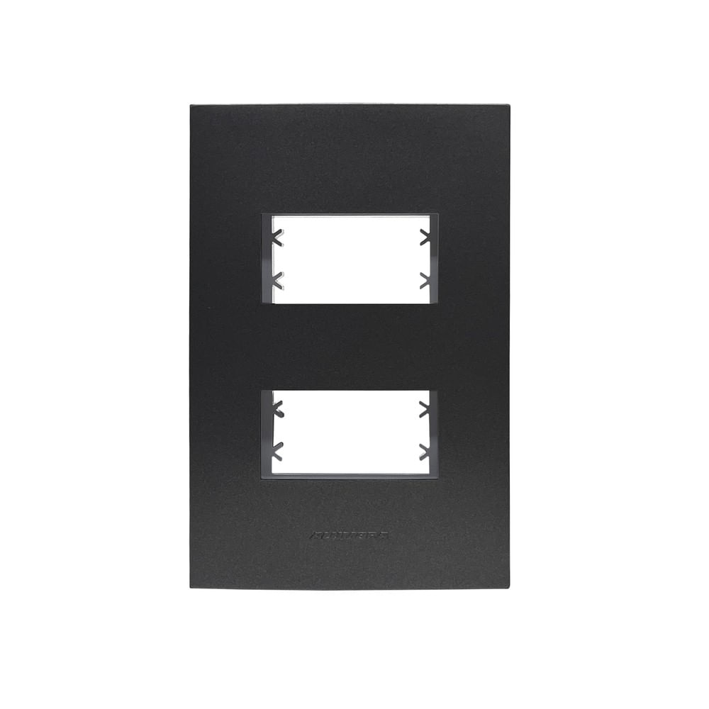 Placa Com Suporte Para 2 Módulos Distanciados Inova Pró Class 4X2 Grafite Alumbra