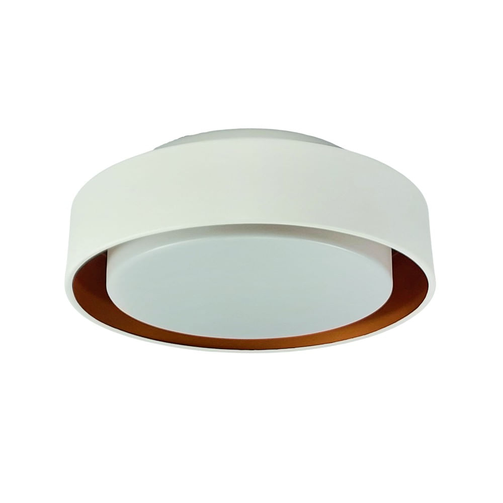 Plafon Sobrepor Para 3 Lâmpadas E27 Branco E Cobre Dubai Tualux
