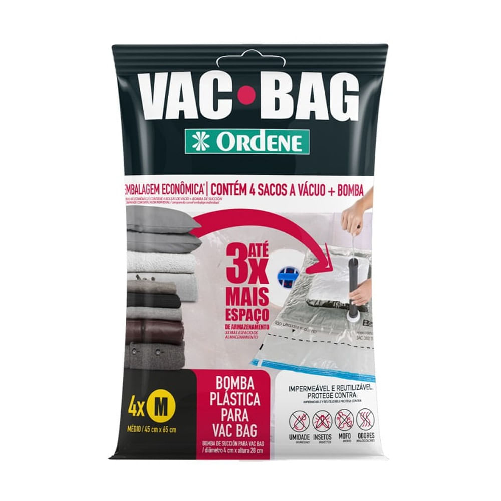 Conjunto Vac Bag Com 4 Unidades Medias E Bomba Ordene