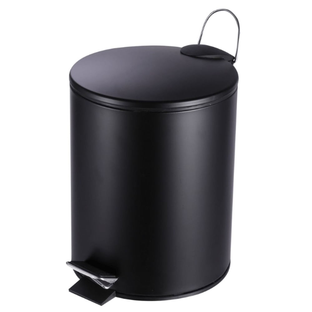 Lixeira de Aço Inox Preto com Pedal 5 Litros Coisas e Coisinhas