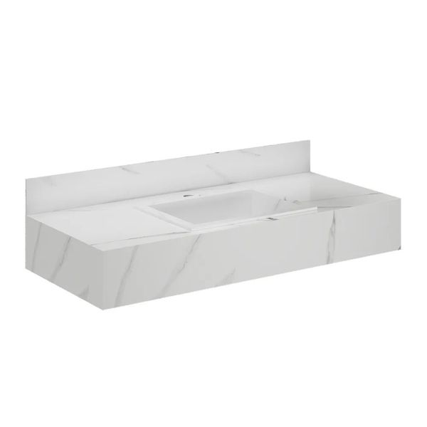 Bancada Para Banheiro Porcelanato Roma Com Cuba 100Cm Branca Darabas