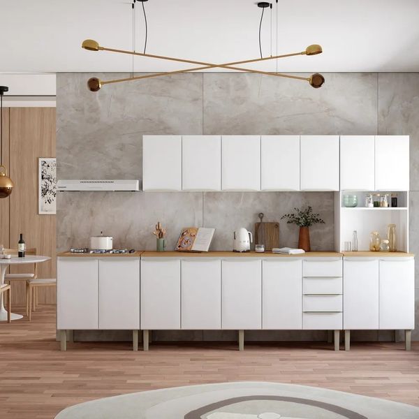 Gabinete Cozinha Aço Flora 192X91X52 Branco Pia 200 Cozimax