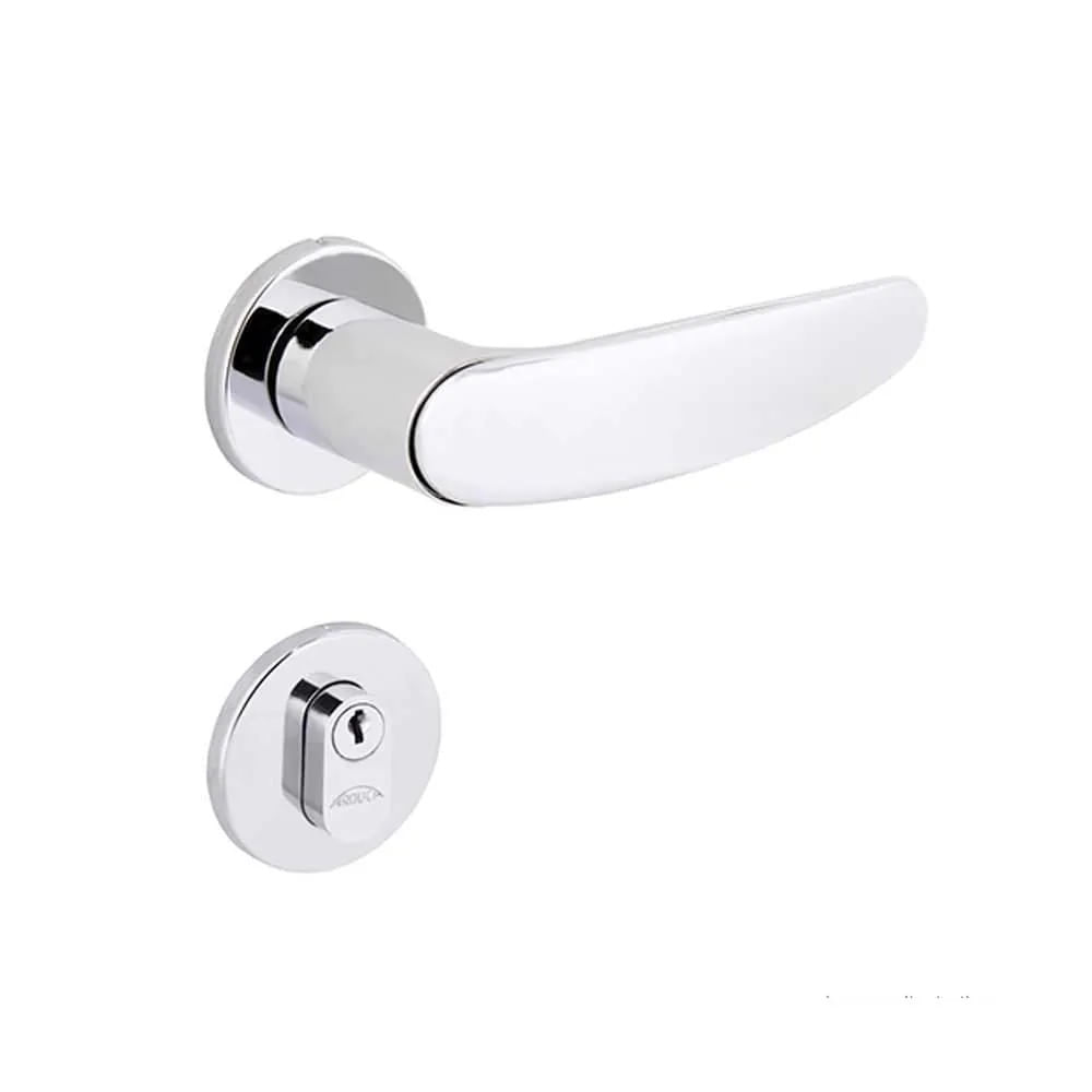 Fechadura Externa Polo Roseta Redonda 40mm Cromada Arouca