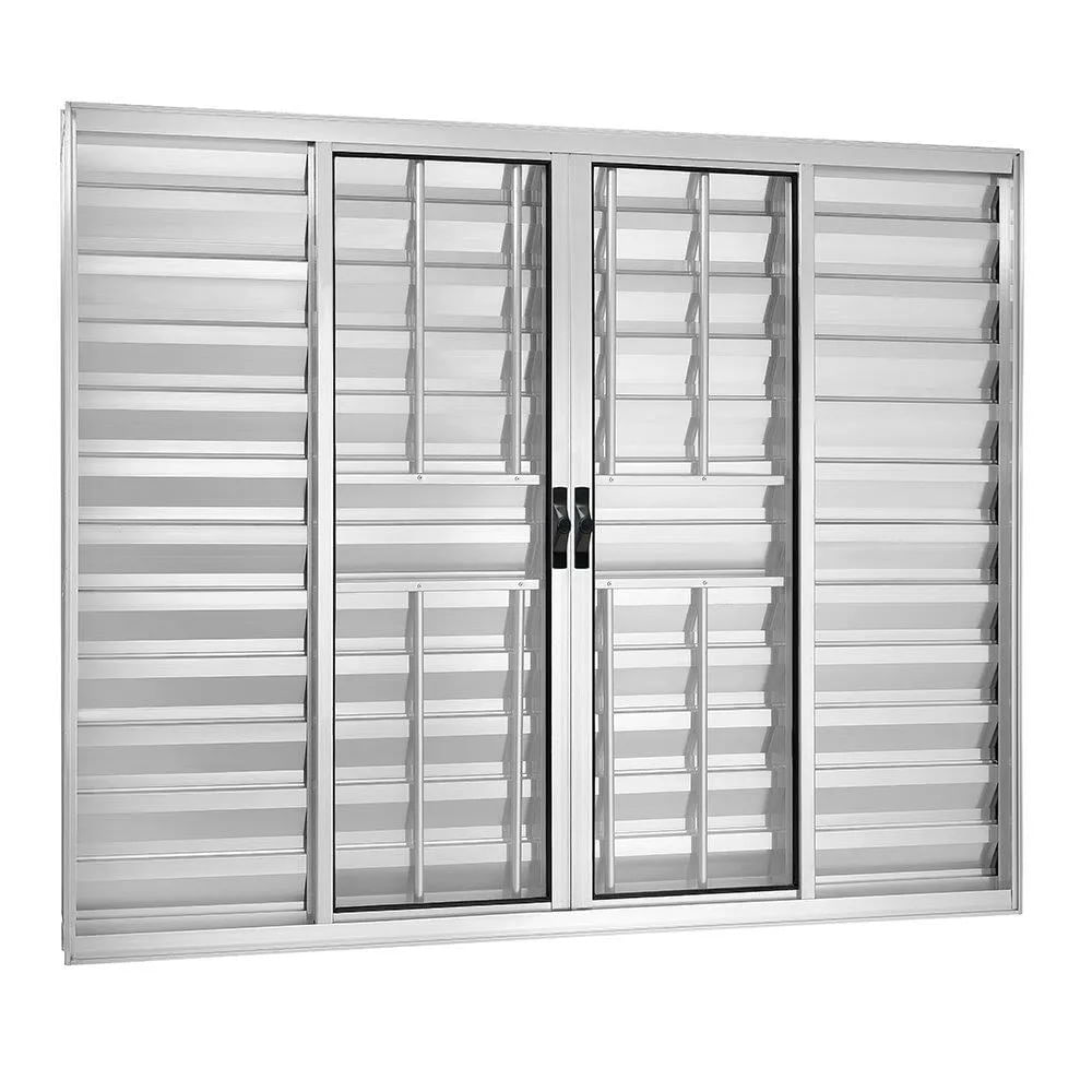 Janela Veneziana De Correr 6 Folhas Móveis Com Grade Vlis 120x150 Brilhante Fortsul Esquadrisul