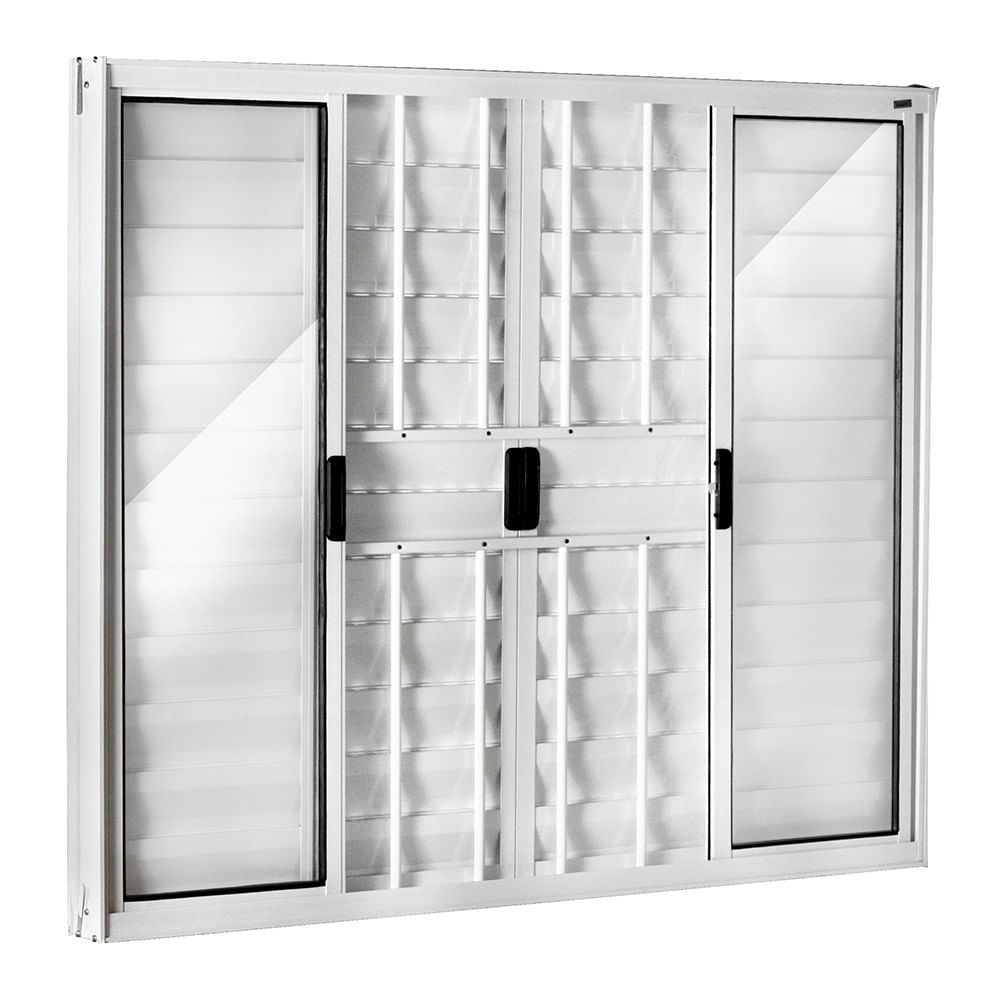 Janela Veneziana de Alumínio 100x150 com Grade Branco Ecosul Esquadrisul