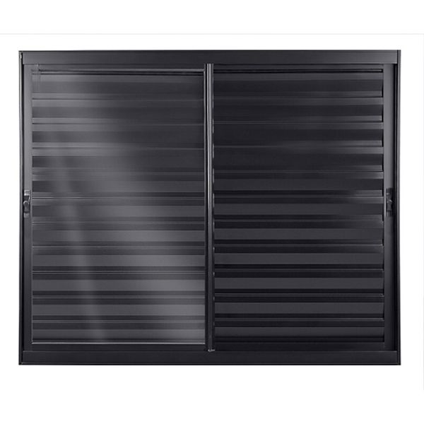 Janela Veneziana De Correr 3 Folhas Móveis Sem Grade Vlis 120x120 Preto Fortsul Esquadrisul