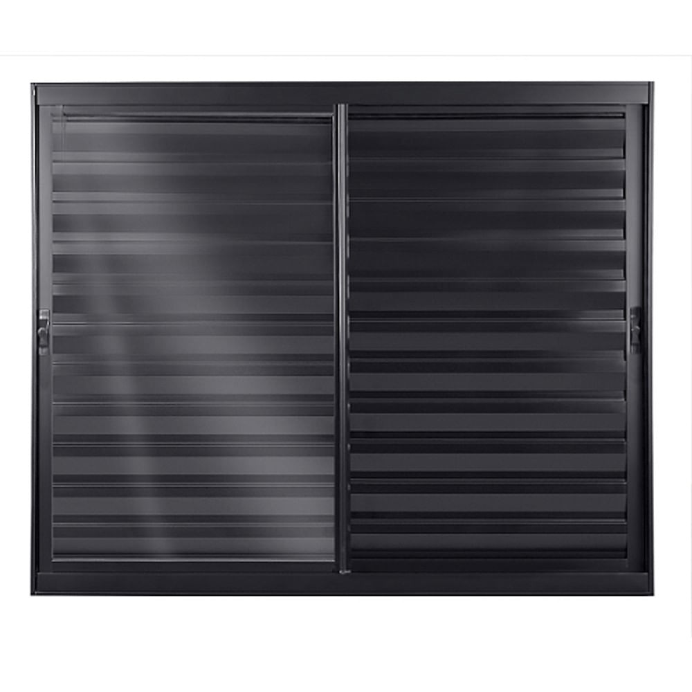 Janela Veneziana De Correr 3 Folhas Móveis Sem Grade Vlis 120x120 Preto Fortsul Esquadrisul