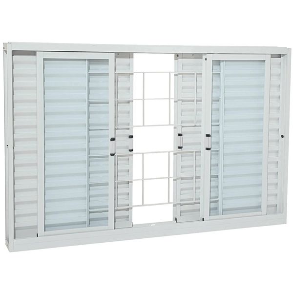 Janela Veneziana Aço Branco Grade Quadriculada 6 Folhas 100x200x12 Prátika Sasazaki