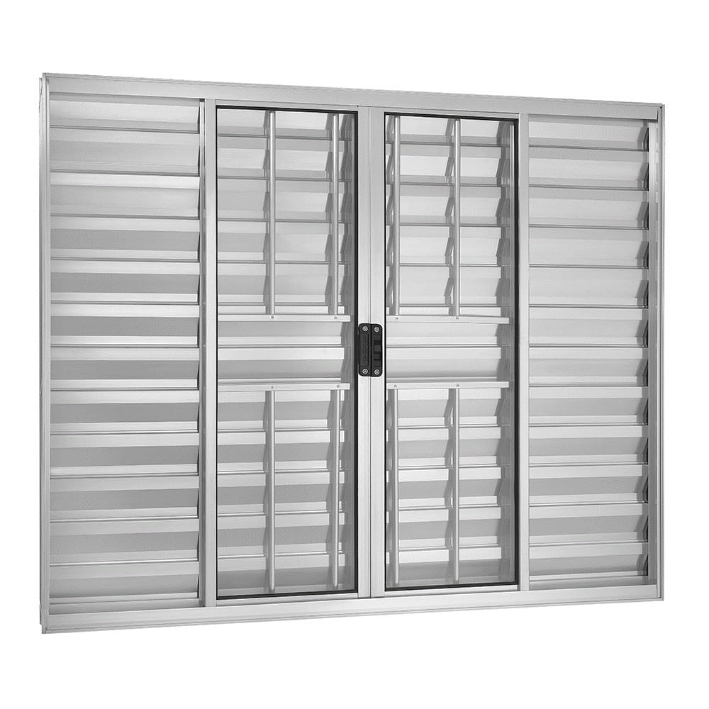 Janela Veneziana de Alumínio 100x150 com Grade Prata Ecosul Esquadrisul