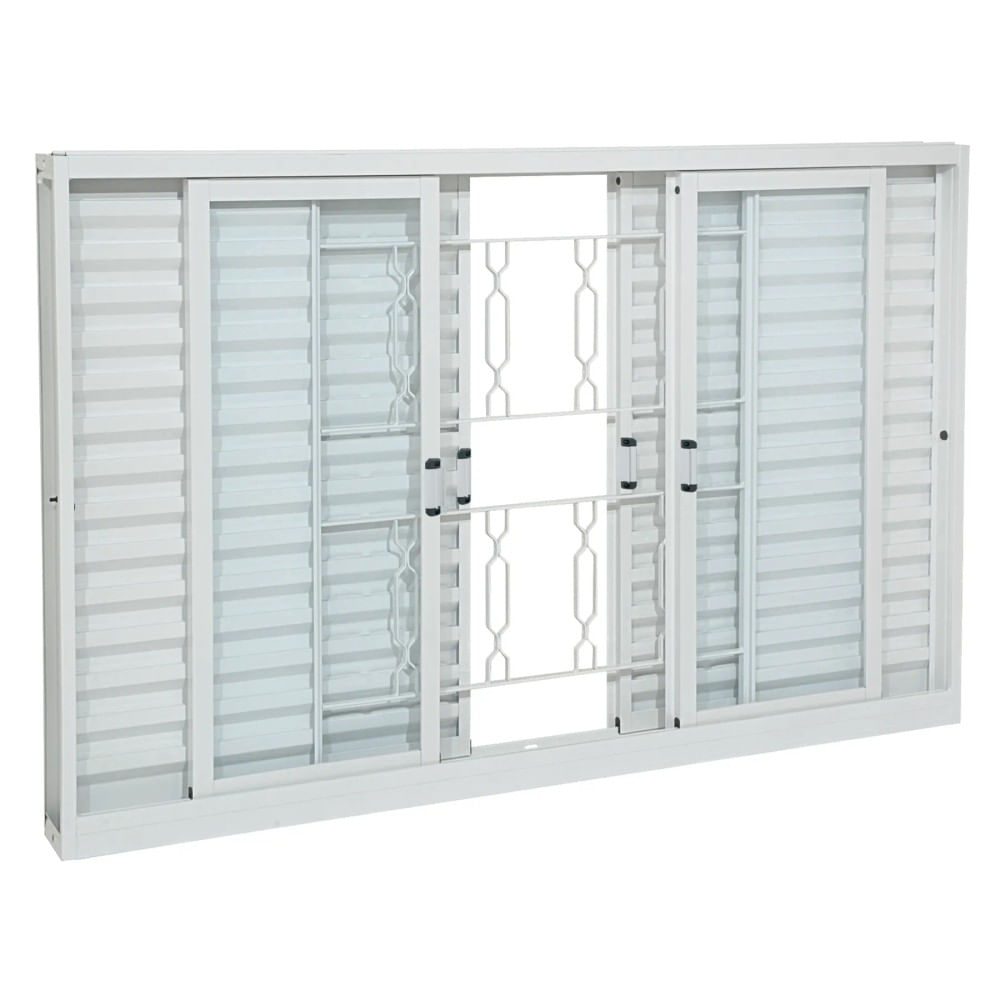 Janela Veneziana Aço Branco Grade Elo 6 Folhas 100x200x12 Prátika Sasazaki